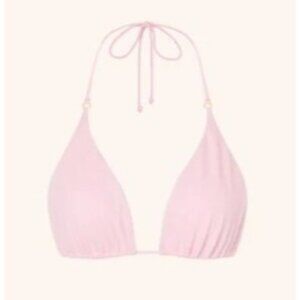 Gooseberry Intimates Halterneck Triangle Bikini Top in Light Pink